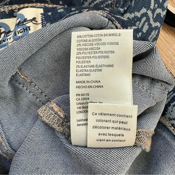 Free People Printed Crop Flare Jeans High Rise Denim Ankle Blue We The Free - Picture 10 of 17